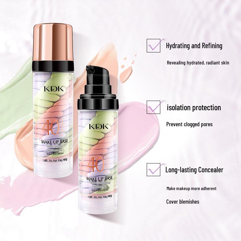 KDK Triple-Tone Bird Dropping Concealer & Primer: Brightens, Smooths, and Minimizes Pores for a Natural Finish.