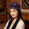 Elegant Beret Cap with Decorative Braids And Sequined Flower Decors Uyghur Hat For Stage Performances and Cultural Event