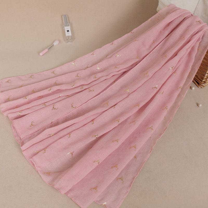 New Deer Autumn and Winter New Product Shawl Cotton Linen Linen Monochrome Bronzing Women's Scarf Long Scarf Versatile