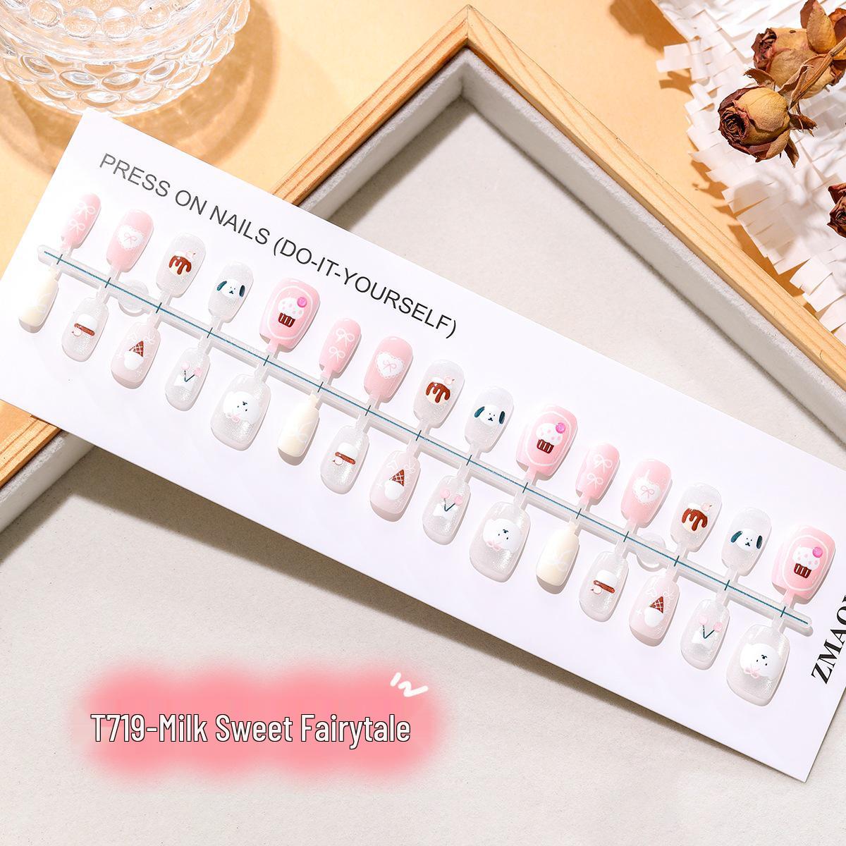

T719# 3D Cat Eye Nail Stickers - Cute Fairy Tale Style Full XS/S/M