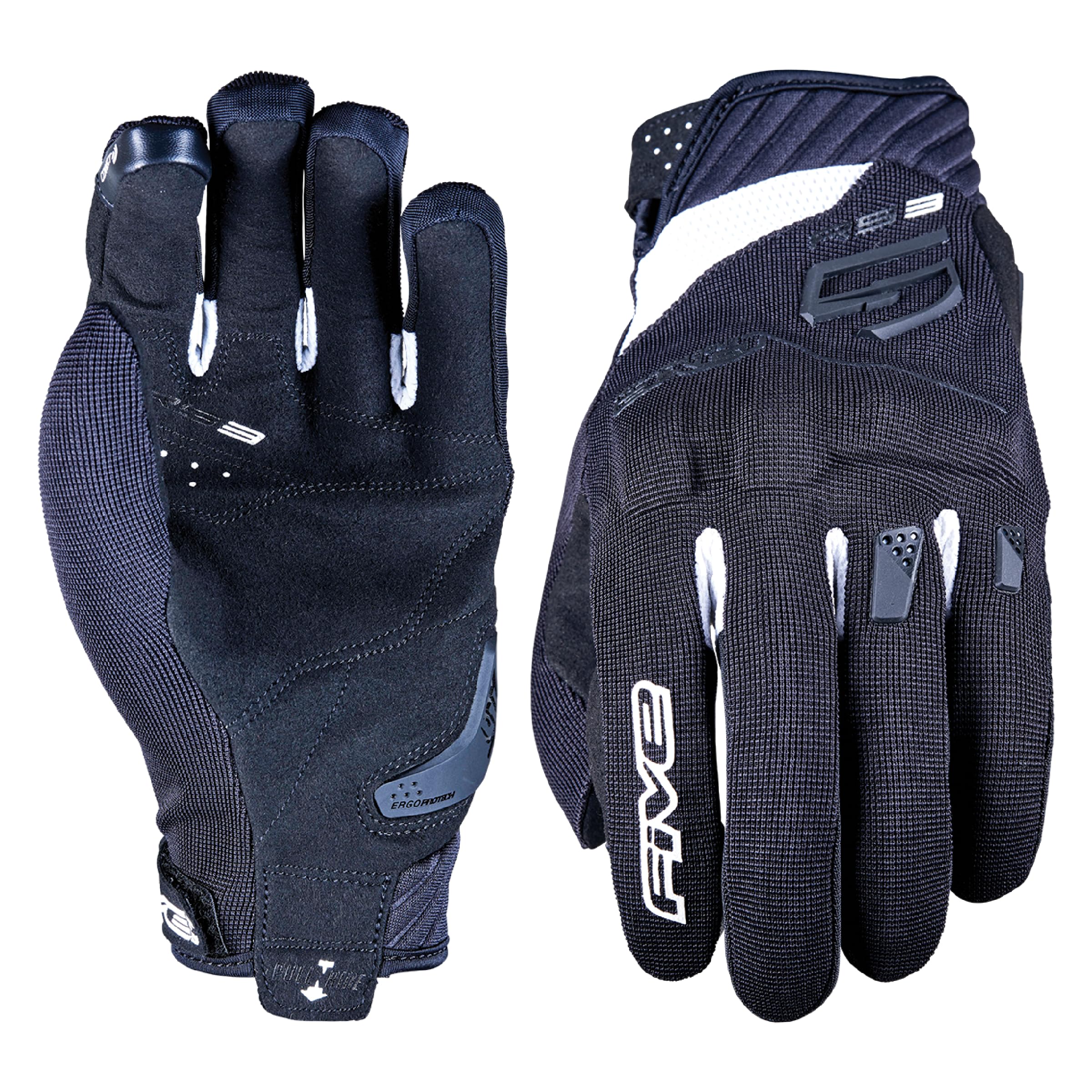 

FIVE RS3 EVO Motorcycle Gloves, Black/White (Size M)