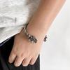 Nordic Viking Double Dog Head Cable Knit Stainless Steel Cuff Bracelet - European & American Style Men's Accessory
