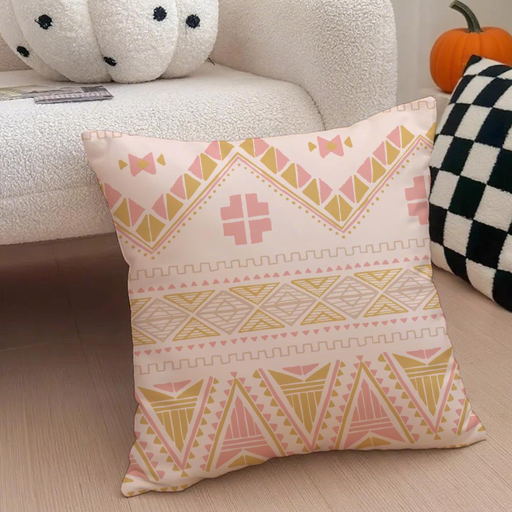 Boho Textile Pattern BBohemian Ethnic Prints Cushion Cover Throw Pillow Cover Hidden Button Durable Polyester Chair Cushion