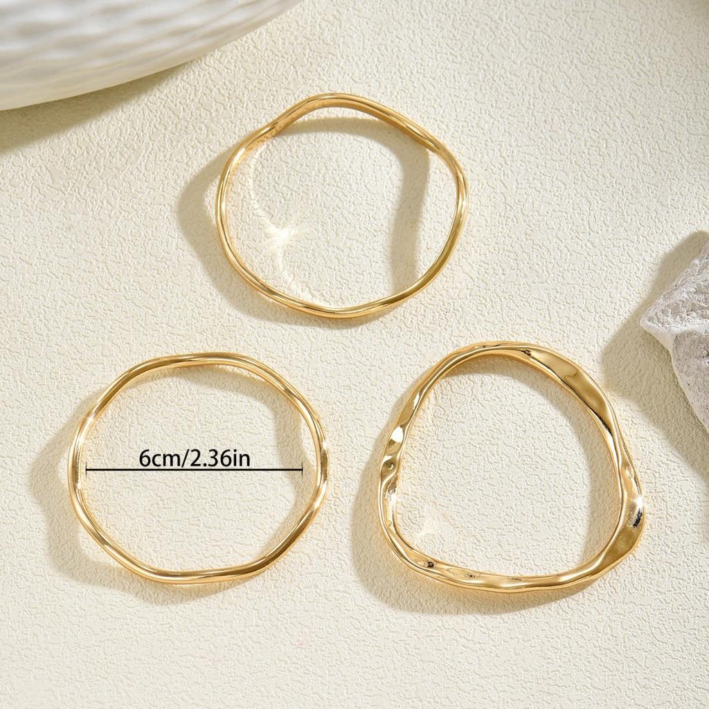 European and American new women's bracelets, geometric pleated wave design plain ring bracelets, versatile and high-end jewelry
