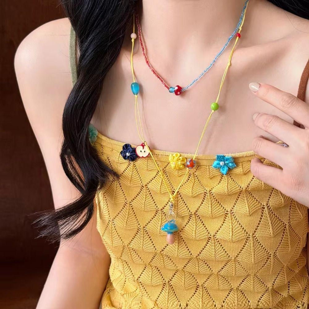 Glass Beads Glass Pendant Necklace Cartoon Design Y2K Aesthetic Accessories Beach Wear