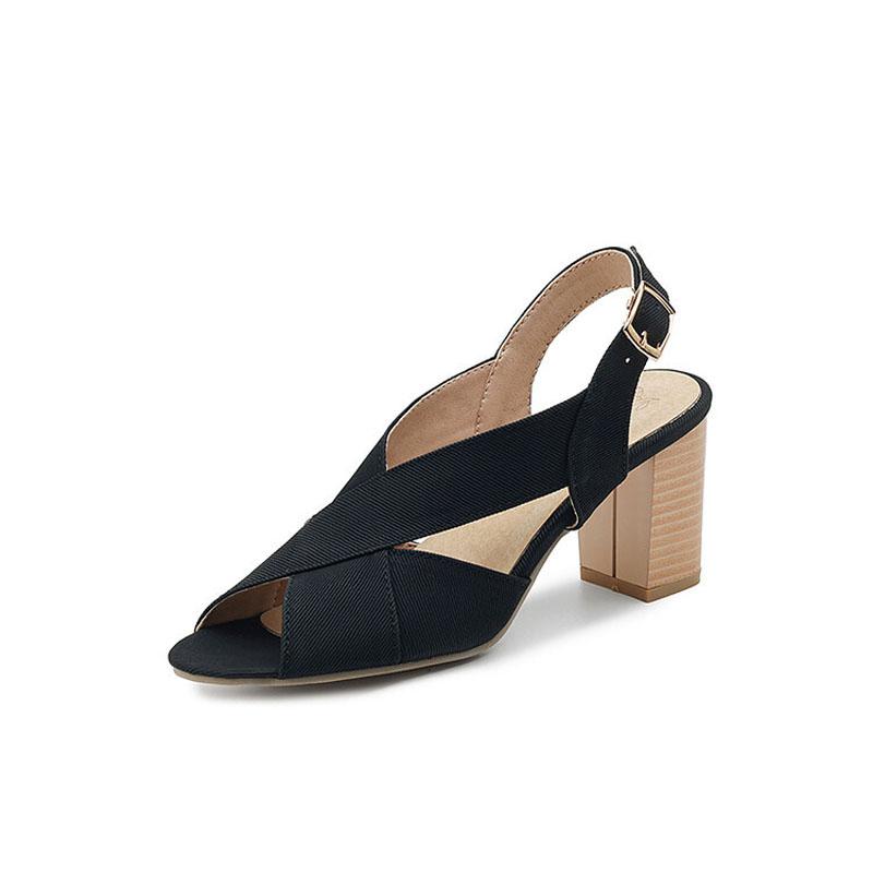 Shoes for Women 2025 New Summer Open Toe Women's High Heels Slingback Sandals 7.5 Cm Thick Heels Sandalias Mujer WSH5257