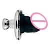 FRRK Negative Chastity Lock with Pink Dildo for Men New Creative Combination Cock Cage Stainless Steel Penis Rings BDSM Sex Toys