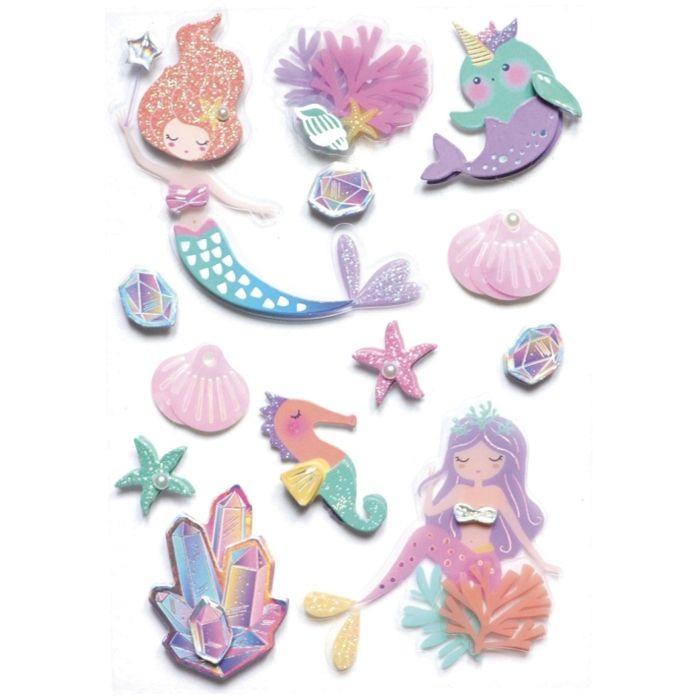 13 3D Mermaid Stickers 6 Cm