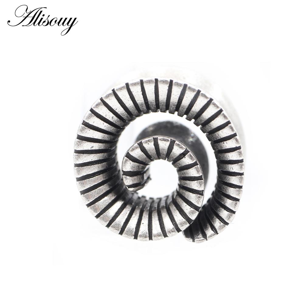 Alisouy 1PC Alloy Casting Whirlpool Swirl Spiral Flared Ear Tunnel Plug Expander Stretcher Gauges Earrings Piercing Body Jewelry