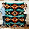 Southwestern Geometric Flannel Blanket Soft Cozy Throws Napping Travel Use