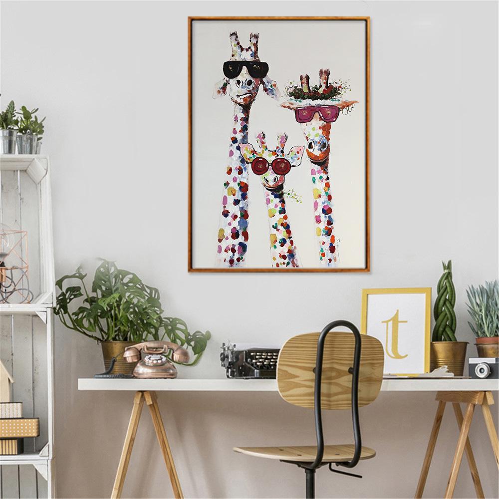 Cartoon Giraffe In Sunglasses Canvas Painting Anime Poster Cuadros Decoracion Dormitorio Nordic Decoration Home Wall Pictures