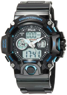 [Arias] Dash Sports ADWW18094-02 Men's Analog Digital Watch, Waterproof, Countdown Calendar Function, Backlight, Urethane Strap, Black