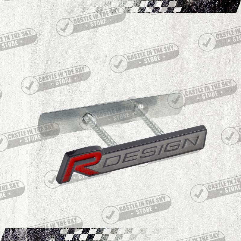 Pegatina de Coche 3D Diseño R Negro Brillante Insignia de Rejilla Frontal de Cabeza Emblema de Calcomanía de Metal Para Volvo V40 V60 V70 XC40 XC60 XC90 S40 S80 D5