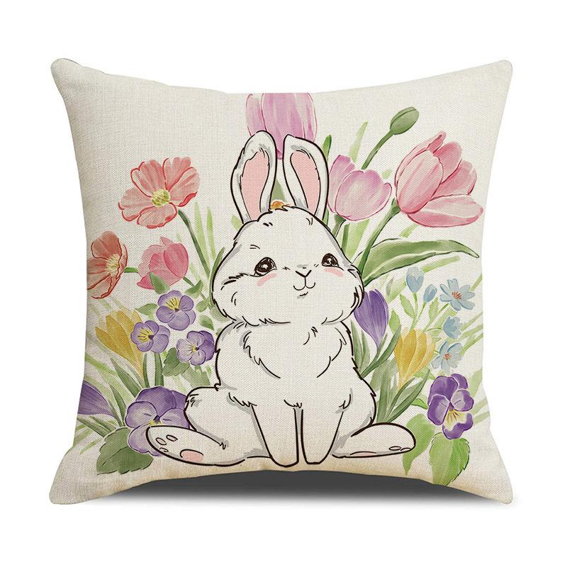 Easter Flowers Throw Pillow Covers With Digital Printing Of Short Plush Fabric Car-Shaped Sofa Cushion For Office Home Decor