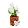 Crochet Lily of The Valley Flower with Light Handmade Positive Energy Knitted Desktop Flower for Gift Mom Coworker