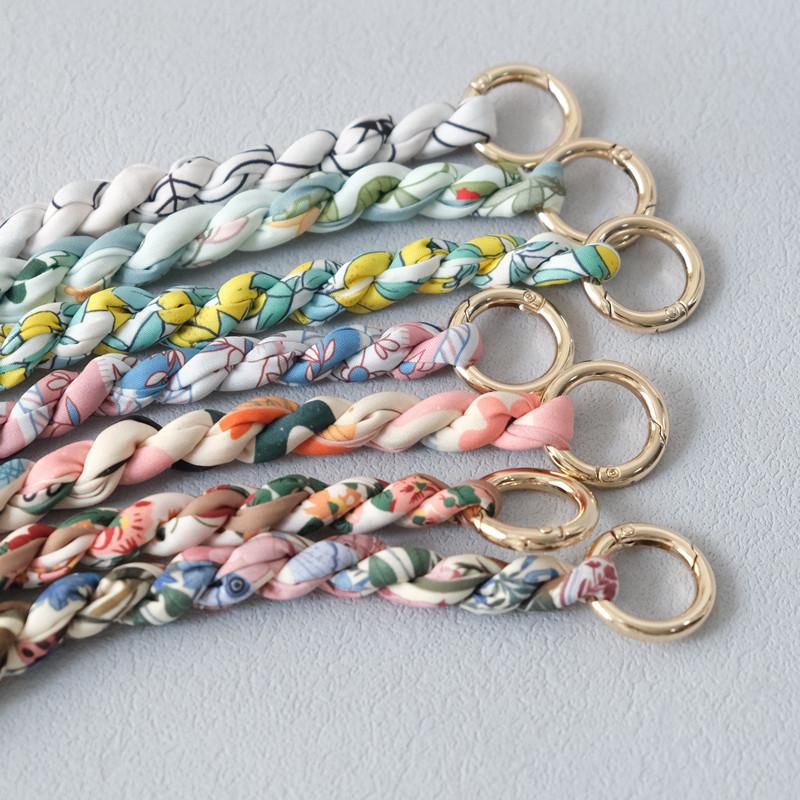 New Fashion Spring Woman Handbag Accessory Part Chains Detachable Replacement Floral Print Silk Strap Women DIY Chain Bag Handls