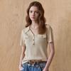Maxza Gold Button Open Collar V Neck Rib Knit Ze06qk006na