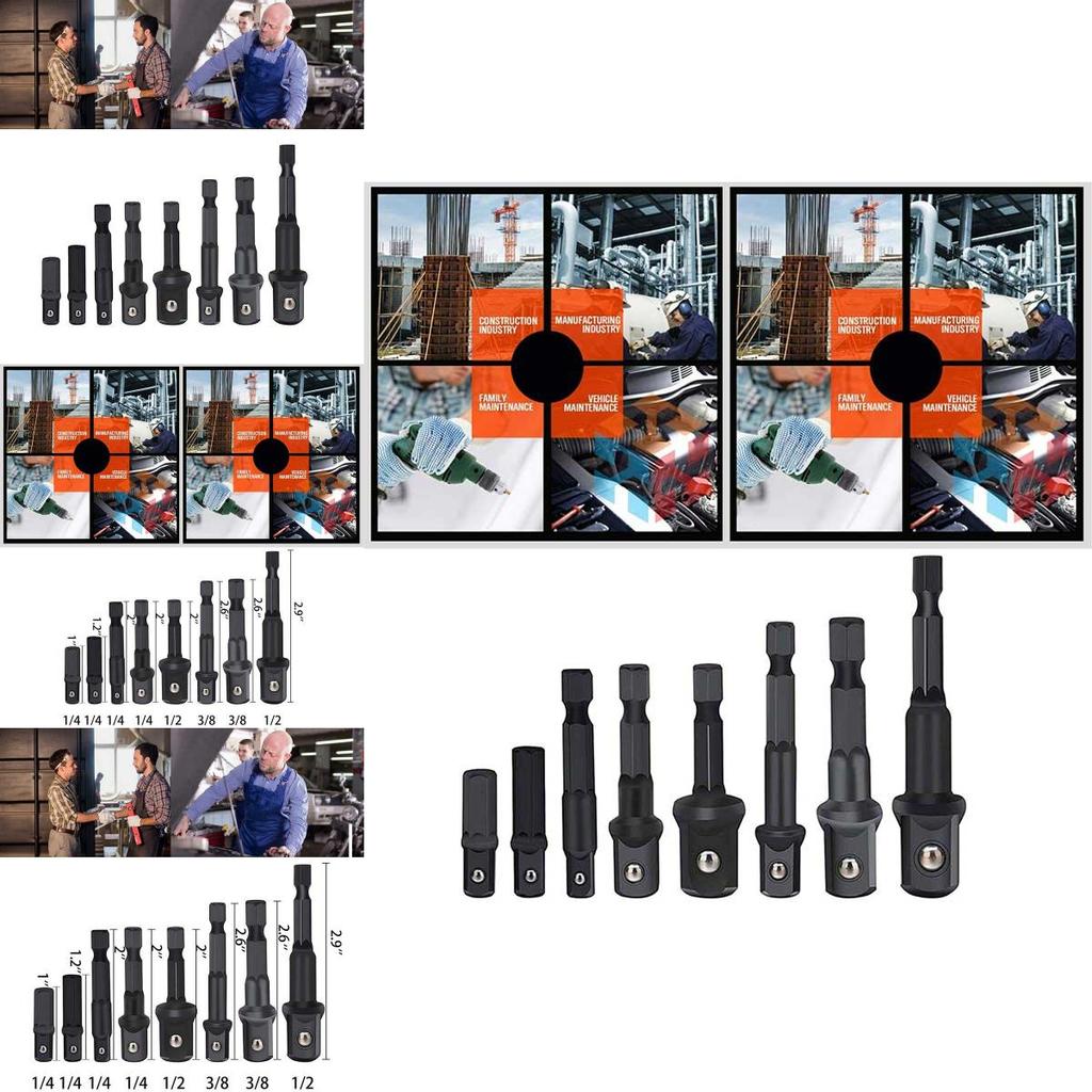 Versatile 8pc Impact Socket Adapter Kit For 1/4 Inch 3/8 Inch 1/2 Inch Drives