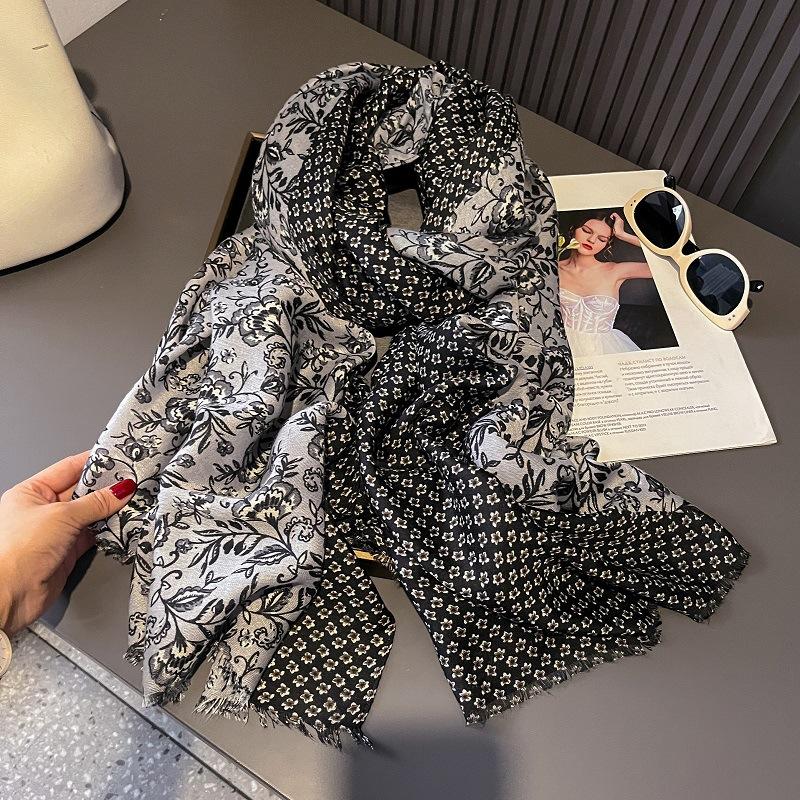 

180*90Cm Winter Thick Viscose Scarf Patchwork Floral Tassel Cotton Shawls And Wraps Pashmina Stole Bufandas Muslim Sjaal