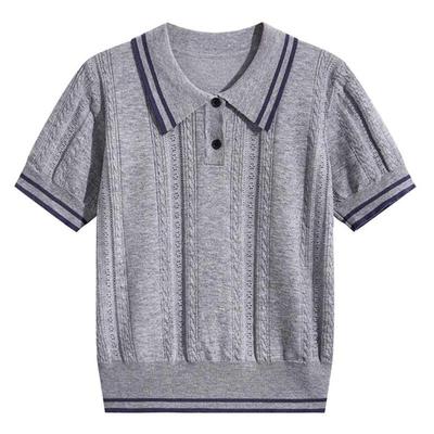 Women's Summer 2026 Color Block Pullover Top - College Style Knitwear