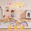 SucceBuy Pikler Triangle Set 5 In 1 Toddler Climbing Toys Indoor Playground Toddlers 1-3 Years Large Size Wooden Climbing Set