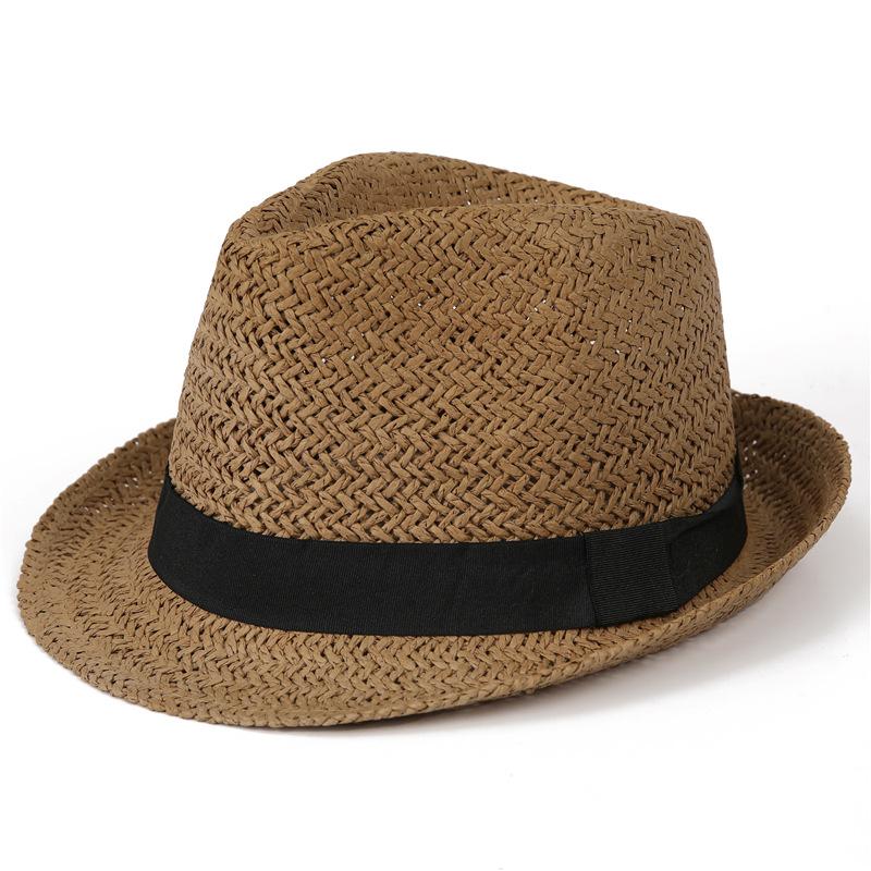 Соломенная шляпа-котелок для родителей и детей, мужская модная солнцезащитная дышащая соломенная шляпа, британская ретро джазовая шляпа, шляпа джентльмена, солнцезащитная шляпа adult model (56-58cm)
