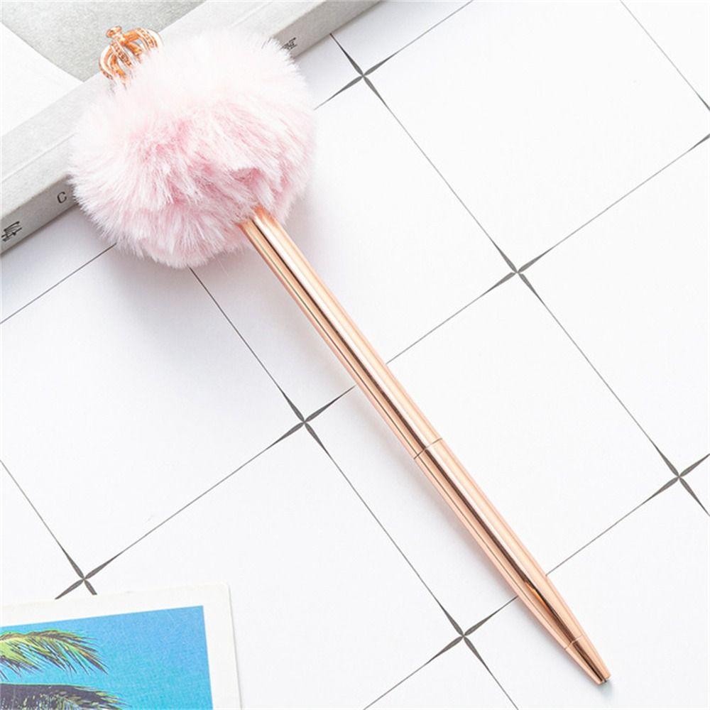 

Shiny Signature Pen Interesting Crystal Ballpoint Pen Hair Ball Pen Crown Pen Fur Plush Pen