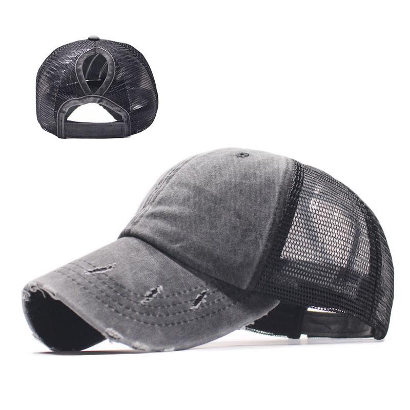 Ponytail Baseball Cap Worn Washed Mesh Cap Cap Women's European and American Hat