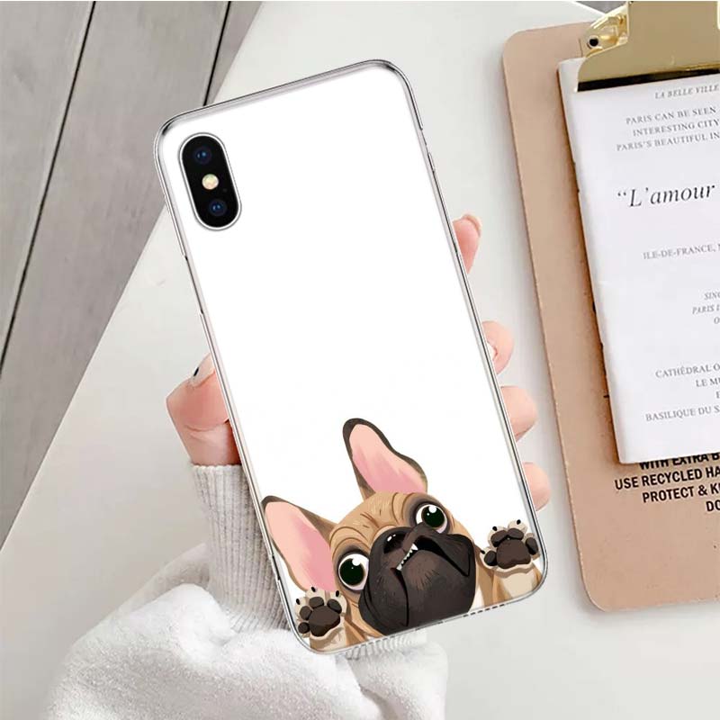 Pug Dog French Bulldog animal Soft Phone Case For IPhone 11 17 Air 16E 16 Pro Max 15 + 14 Plus 13 Mini 12 Apple 7 SE 8 Fundas Co