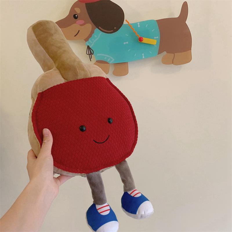 Creative Simulation Table Tennis Racket Pillow Plush Toy Puppet Doll