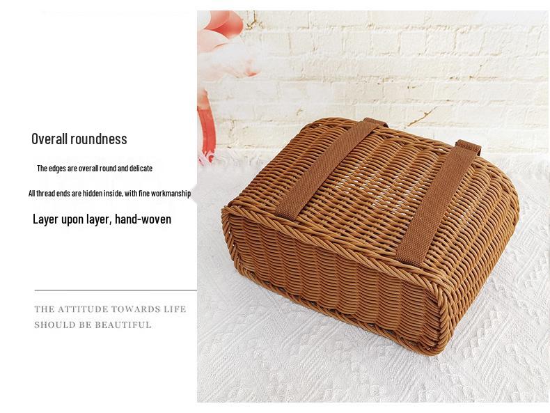 Rattan Woven Handbag - Fruit & Picnic Basket