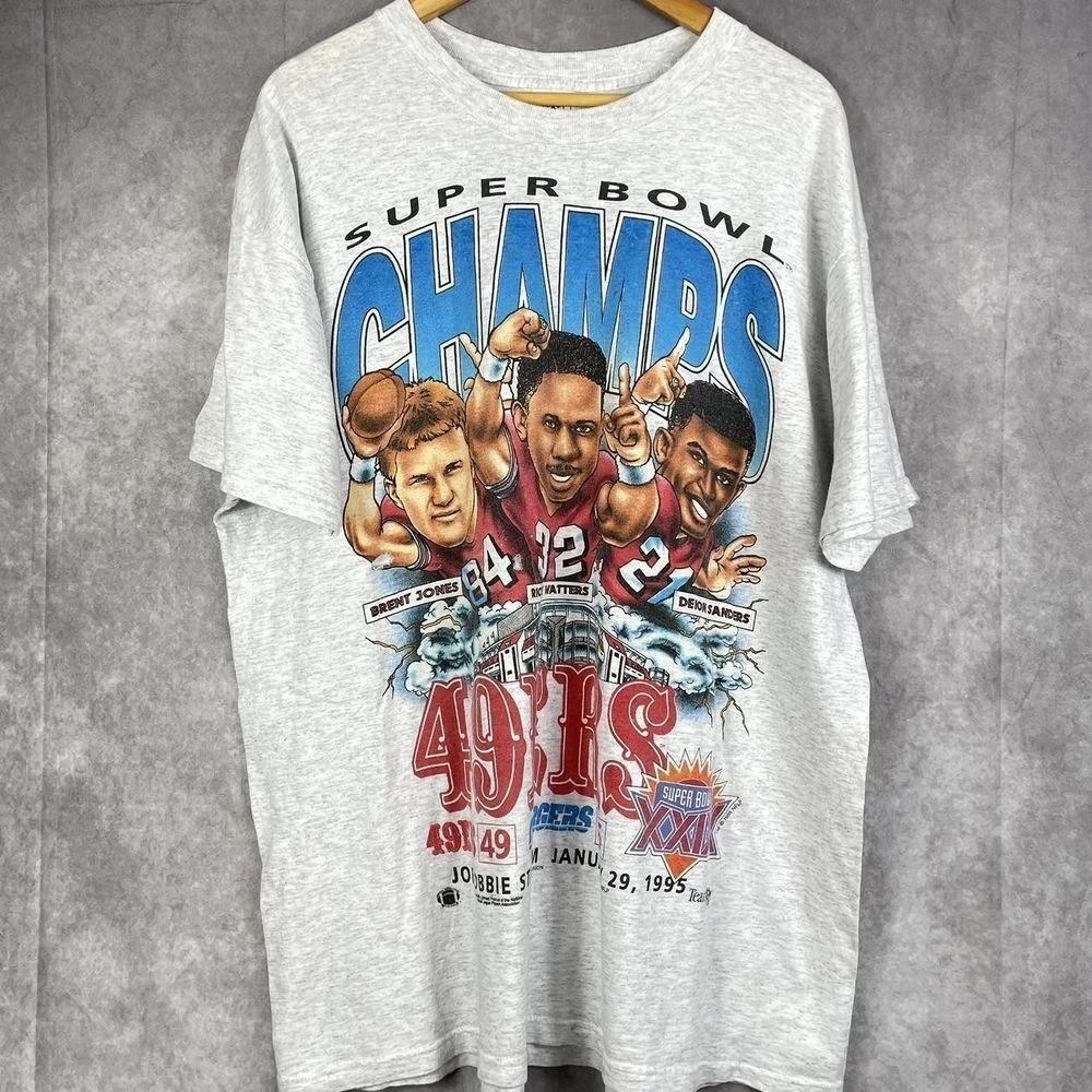 Сан-Франциско 49ерс Чемпионы Супербоула базовый стиль  Футбольная футболка НФЛ унисекс XXXXL
