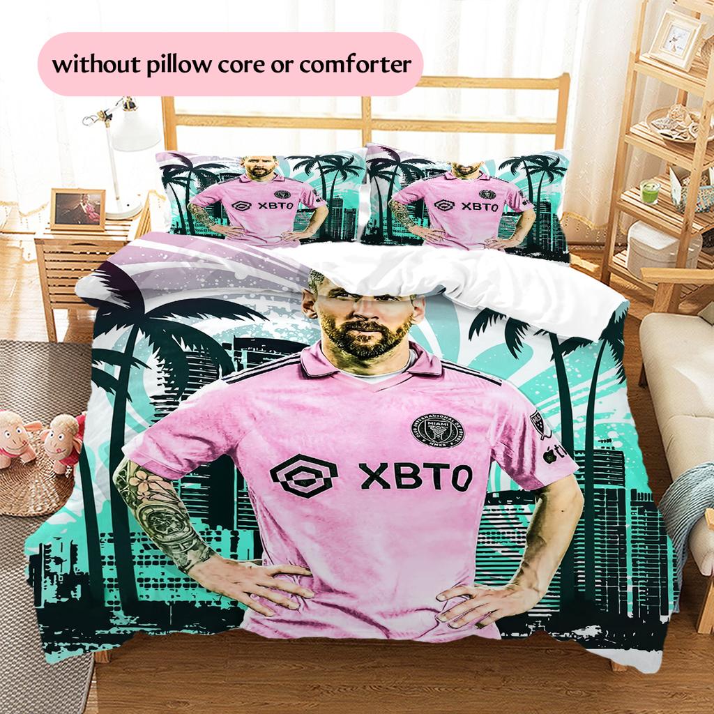 Messi Pattern Bedding Home Decoration Birthday Gift (1 * duvet cover + 2 * pillowcase, without core)