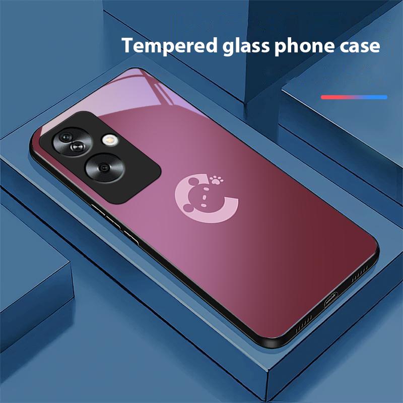 

Простой чехол-тень с медведем для Oppo A79 5G 58 78 74 60 4G Reno 11F Realme GT 6 11 Note 50 10 C55 X2 Закаленное стекло Черный чехол для телефона For Reno 11 Pro 5G