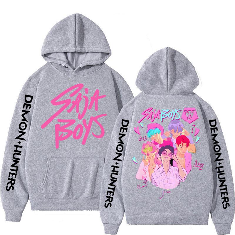 Anime K-Pop Dämonenjäger Hoodie Saja Boys Mode Kapuzenpullover Sweatshirt Herren Damen Fleece Lässig Übergroß Langarm Streetwear