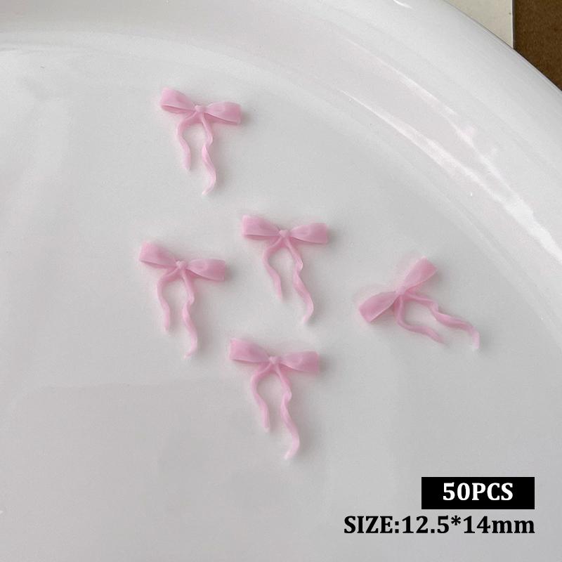 

50 шт. волнистые ленточные банты для украшения ногтей однотонные цветные банты из смолы для украшения ногтей для самостоятельного изготовления шпилек для ногтей розовый