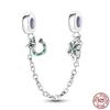Real 925 Silver Stars & Moon Sunflower Safety Chains Spacer Beads Charms Fit Qikaola 925 Bracelets DIY Jewelry