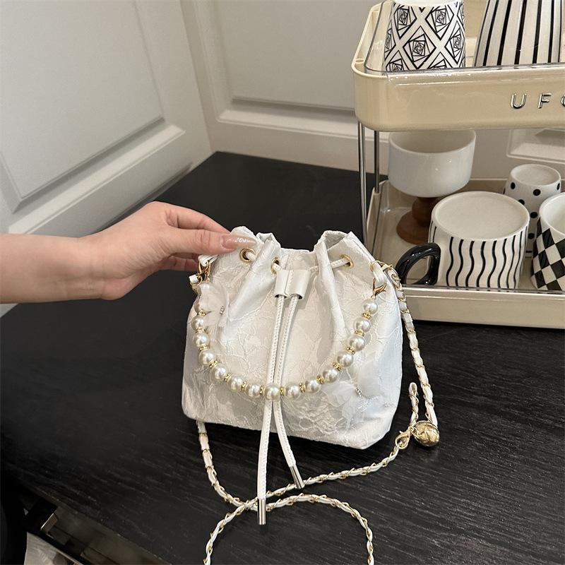 Summer new Chinese small bag shoulder crossbody pearl fashion handbag bucket bag