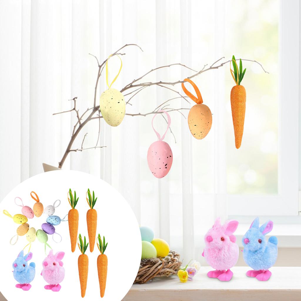 Easter Bunny Ornaments 15 Pieces Colorful Foam Artificial Party Supplies Easter Home Decor For Decor Door Birthday Bookshelves