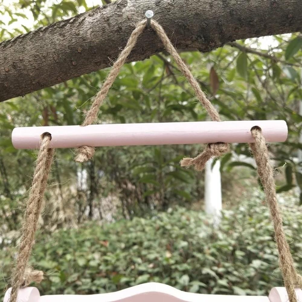 Durable Wooden Hanging Bird Feeder Chair Design Rest Stand Bird Food Container Large Capacity Decorative Wildlife Habitat Yard