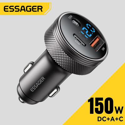 Essager 150W USB Car Charger For Xiaomi iPhone Samsung Laptops Tabet PD 3.0 Fast Charging USB Type C Digital Display Car Charger