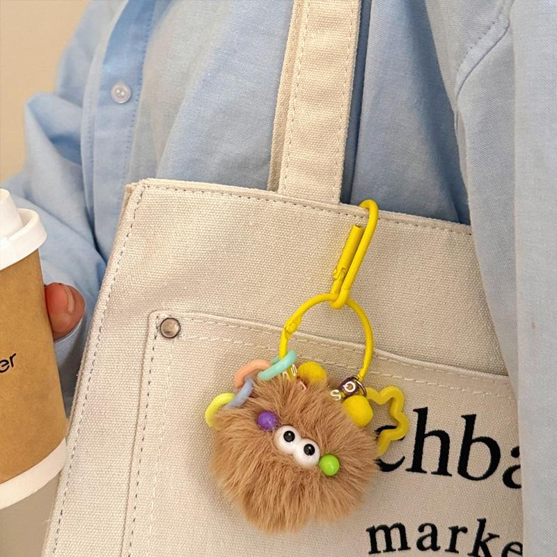 1pc Keyring Cartoon Toy Pendant Gifts Accessories Plush Doll Adorable Small Coal Balls Keychain Bag Ornament