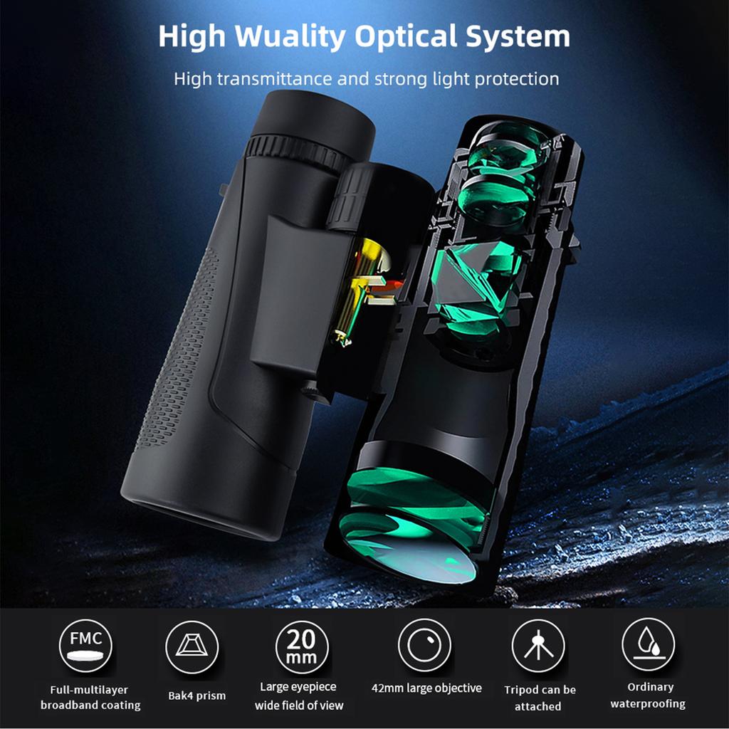 12X42 Binoculars Telescope for Adults FMC Optical Lens BAK4 Prisms Daily Life Water resistant with Carrying Bag for