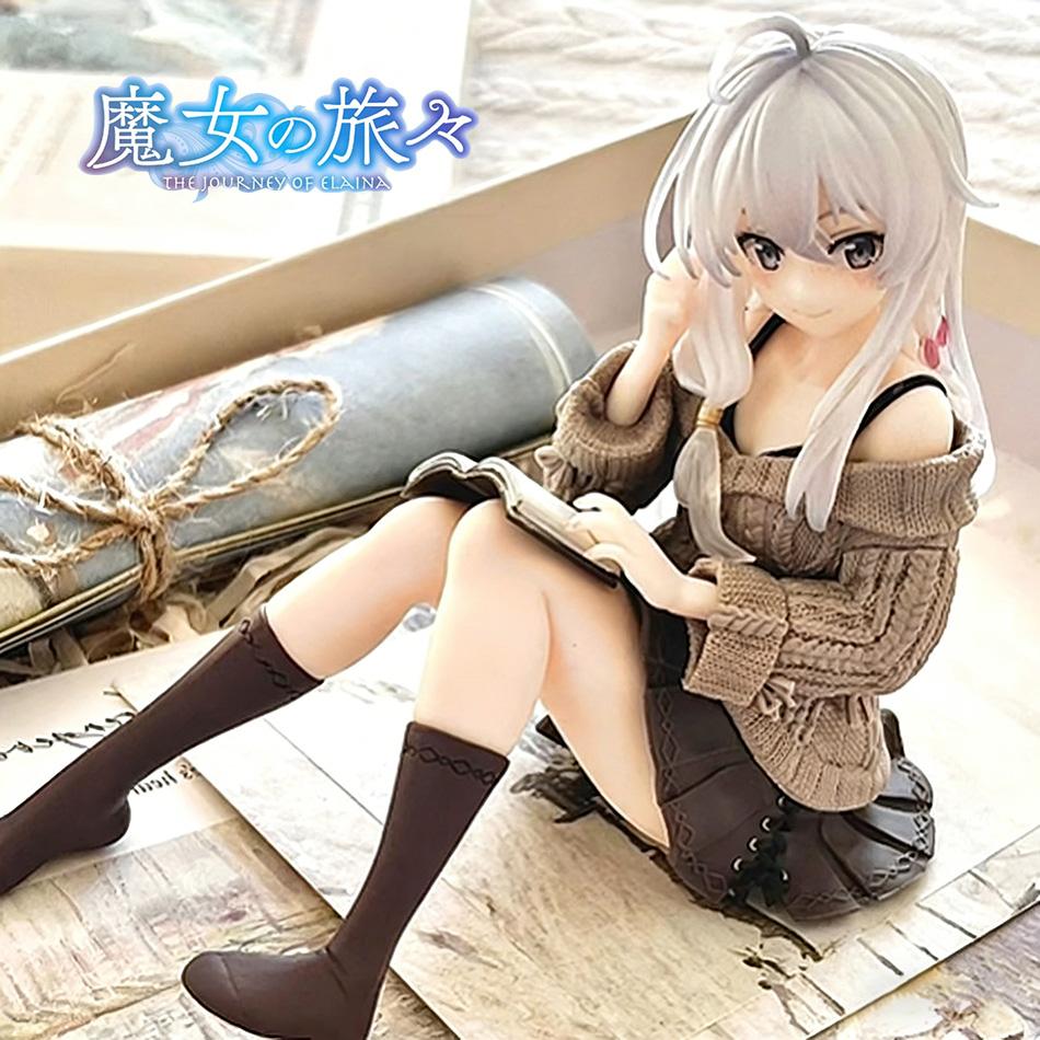 Anime Wandering Witch The Journey of Elaina Figure Elaina Knit Dress Sitting Posture Action Figure PVC Model Toys Collection