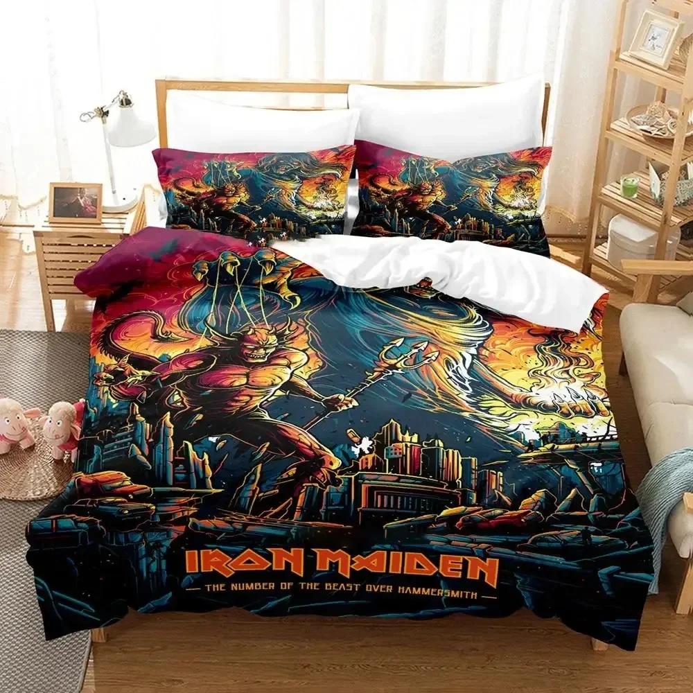 Iron Heavy Metal Maidens Bedding Set Duvet Cover Bed Set Quilt Cover Pillowcase Comforter king Queen Size Boys Adult Bedding Set
