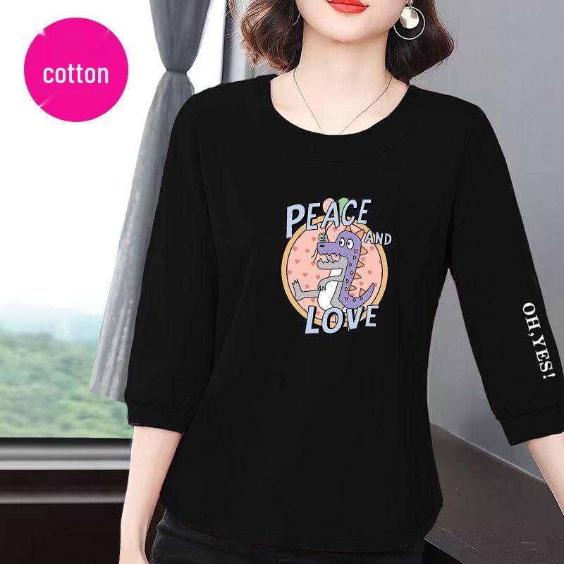

Women s Summer 2025 Korean-Style Loose Slimming Cotton Top with Seven Sleeves XL (110-125 lbs)