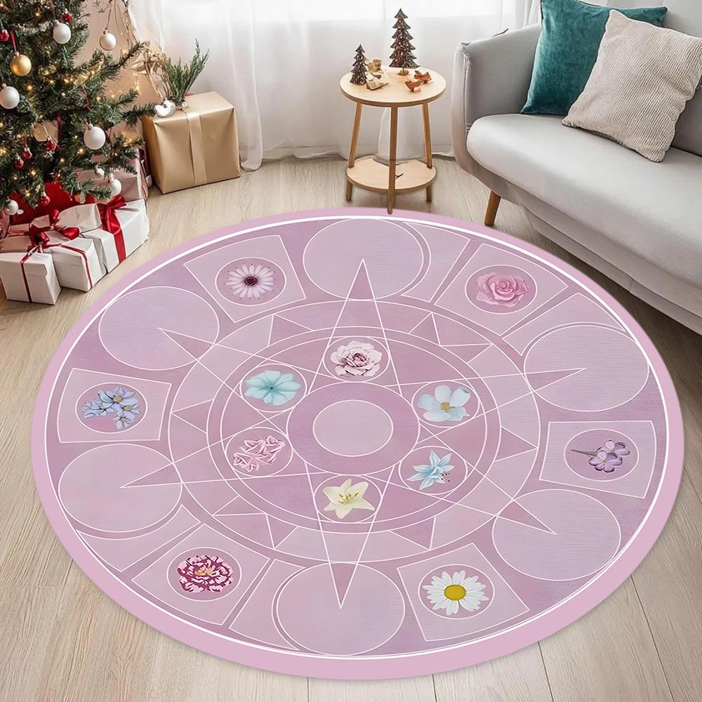 Mystic Magic Circle Round Carpet Soft Non Slip Easy Clean For Living Room Bedroom Guesthouse Fantasy Home Decor