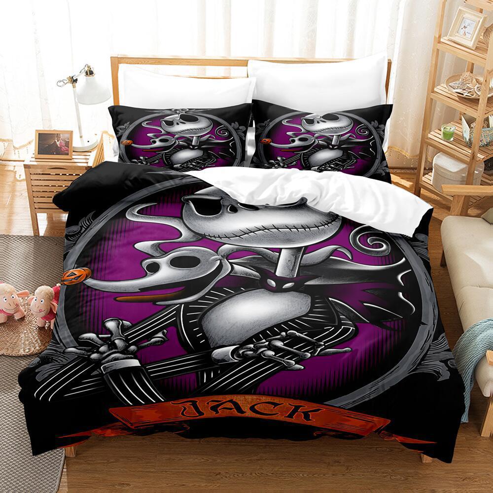 Animation Cartoon Digital Printing Bedding Christmas Eve Fright Polyester Cotton Microfiber Duvet Set Three-Piece Set
