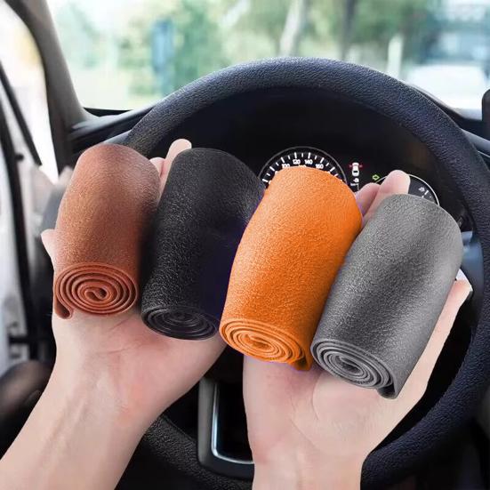 Universal Car Steering Wheel Cover Anti-Slip Leather Texture Soft Silicone Car Steering Wheel Cover Sunburn Scratch Protection Protective