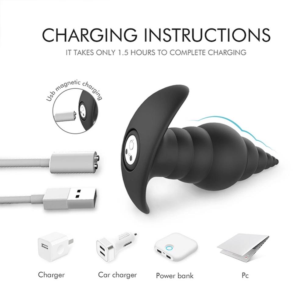 USB Rechargeable 9 Speeds Silicone Electric Shock Sex Toys Anal Butt Plug Vibrator
